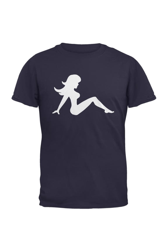 Mudflap Girl Silhouette Navy Adult T-Shirt - Medium