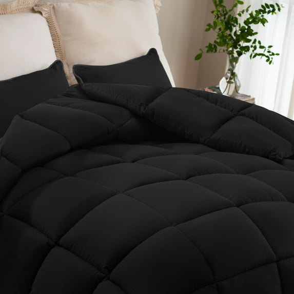 Mudie Comforter California King Duvet Insert Reversible Washable Versatile All Season Ultra Soft Cozy Bedding Set Ideal for Home Bedroom Hotel Use,Black