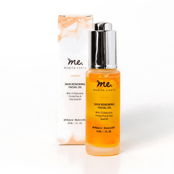 Mudita Earth 1% Bakuchiol Face Serum: Night Facial Oil with Bakuchiol Serum, Chia Seed Oil, and Prickly Pear Retinol Alternative for Skin Care