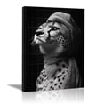 thumbnail image 1 of Mudket Black White Cheetah with Towel Turban Canvas Wall Art, Funny Bathroom Humor Wall Decor Pictures Waterproof Print for Bathroom Powder Room Home Decor , Framed Ready to Hang - 12"L x 8"W, 1 of 9