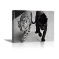 thumbnail image 1 of Mudket Black White Leopard & Black Panther Walking Canvas Wall Art, Modern Minimalist Art Work Print for Living Room Office Entryway Home Decor , Framed Ready to Hang - 12"L x 8"W, 1 of 9