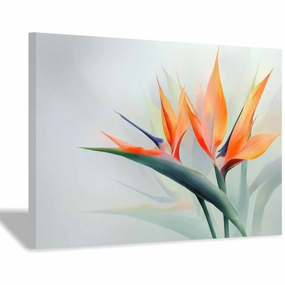 Mudket Framed Canvas Wall Art Orange Bird of Paradise Tropical Flower Prints Wall Decor Botanical Floral Canvas Print Ready to Hang for Living Room Bedroom Office Pictures - 12"L x 8"W