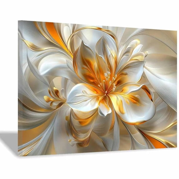 Mudket Framed Canvas Wall Art Ready to Hang, Abstract Lily Wall Art, Modern Flower Wall Decor, Floral Prints Wall Art for Living Room Bedroom Office Wedding Decor - 12"L x 8"W