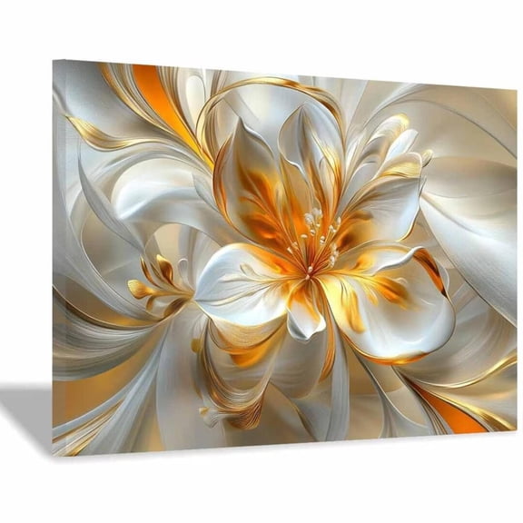 Mudket Framed Canvas Wall Art Ready to Hang, Abstract Lily Wall Art, Modern Flower Wall Decor, Floral Prints Wall Art for Living Room Bedroom Office Wedding Decor - 12"L x 8"W