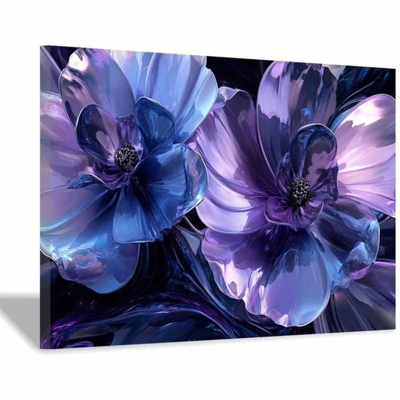 Mudket Framed Canvas Wall Art Ready to Hang, Abstract Magnolia Wall Art, Colorful Floral Canvas Print, Modern Abstract Flower Wall Decor for Living Room Bedroom Office Decor - 12"L x 8"W