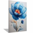 thumbnail image 1 of Mudket Framed,Canvas Wall Art,Ready to Hang,Blue Peony Floral Canvas Print,Botanical Wall Decor,Flower Wall Pictures,for Bedroom Bathroom Living Room Office Decor - 12"L x 8"W, 1 of 10