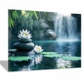 thumbnail image 1 of Mudket Framed Canvas Wall Art Zen White Balancing Stones Bamboo Waterfall Pond Prints Wall Decor Print Ready to Hang for Bathroom Bedroom Office Calming Wall Art - 12"L x 8"W, 1 of 10