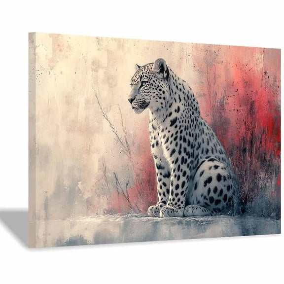 Mudket Framed Leopard Canvas Wall Art, Abstract Leopard Print Wall Decor for Living Room Office, Modern Animal Wall Art, Ready to Hang - 18"L x 12"W