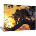thumbnail image 1 of Mudket Framed Leopard Canvas Wall Art, Sunset Cheetah on Tree Branch Wall Decor, Jungle Animal Print Room Decor for Living Room Office, Ready to Hang - 12"L x 8"W, 1 of 10
