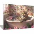 thumbnail image 1 of Mudket Framed Leopard in Floral Tile Bathroom Canvas Wall Art, Funny Leopard Print Bathroom Wall Decor, Animal Wall Art for Home, Ready to Hang - 12"L x 8"W, 1 of 10