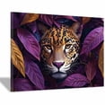 thumbnail image 1 of Mudket Framed Leopard in Purple Jungle Leaves Canvas Wall Art, Moody Leopard Print Wall Decor for Living Room, Jungle Animal Wall Art, Ready to Hang - 12"L x 8"W, 1 of 10