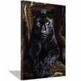 thumbnail image 1 of Mudket Framed Panther Canvas Wall Art, Panther on Ornate Gold Chair Print, Luxury Animal Wall Decor for Men Living Room Office - 12"L x 8"W, 1 of 10