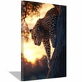 thumbnail image 1 of Mudket Framed Ready to Hang Leopard Canvas Wall Art, Golden Sunset Wildlife Cheetah Wall Art Pictures, Jungle Animal Print Decor for Living Room Bedroom Cave Office Decor - 12"L x 8"W, 1 of 10