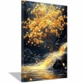 thumbnail image 1 of Mudket Golden Tree Waterfall Canvas Wall Art, floral prints wall art, Framed Nature Landscape Print, Feng Shui Wall Decor for Living Room, Ready to Hang - 12"L x 8"W, 1 of 10
