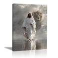thumbnail image 1 of Mudket Jesus Canvas Wall Art, Lion of Judah Jesus Christ Canvas Print, Religious Christian Faith King Wall Decor for Home Church, Framed Ready to Hang - 12"L x 8"W, 1 of 10