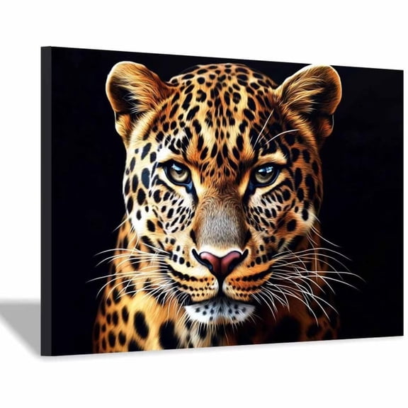 Mudket Leopard Canvas Wall Art, Framed Wild Animal Print Wall Decor for Men's Living Room Office, Trendy Cheetah Wall Art Ready to Hang - 12"L x 8"W