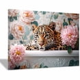thumbnail image 1 of Mudket Leopard in Bathtub Canvas Wall Art, Framed Cheetah Print Bathroom Wall Decor, Cute Floral Animal Wall Art for Home, Ready to Hang - 12"L x 8"W, 1 of 10