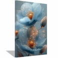thumbnail image 1 of Mudket Light Blue and Gold Floral Canvas Wall Art, Framed Flower Print, Modern Botanical Wall Decor for Bedroom Office, Ready to Hang - 12"L x 8"W, 1 of 10
