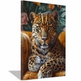 thumbnail image 1 of Mudket Luxury Leopard on Gold Couch Canvas Wall Art, Leopard Print Room Decor Framed Ready to Hang for Living Room Office - 12"L x 8"W, 1 of 10