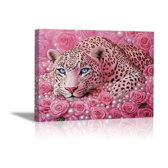 Mudket Neon Purple Leopard Canvas Wall Art, Beautiful Feline Print with Modern Glow Design, Waterproof Framed Art for Living Room Apartment Decor, Ready to Hang - 24"L x 16"W