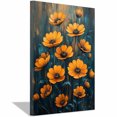 thumbnail image 1 of Mudket Orange Yellow Daisy Flower Canvas Wall Art, Abstract Floral Wall Decor, Modern Botanical Pictures for Living Room Bedroom, Framed Ready to Hang - 12"L x 8"W, 1 of 10