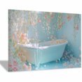 thumbnail image 1 of Mudket Pastel Blue Bathroom Bathtub with Pink Flowers Canvas Wall Art, Floral Botanical Wall Decor, Framed Ready to Hang Artwork for Bathroom Spa - 12"L x 8"W, 1 of 10
