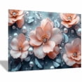 thumbnail image 1 of Mudket Peach Flower with Silver Leaves & Pearl Canvas Wall Art, Floral Wall Decor, Framed Ready to Hang Botanical Artwork for Bedroom Living Room Office - 12"L x 8"W, 1 of 10