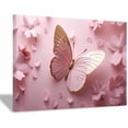 thumbnail image 1 of Mudket Pink and Gold Paper Art Butterfly with Flowers Canvas Wall Art, Floral Wall Decor, Framed Ready to Hang Artwork for Living Room Bedroom - 12"L x 8"W, 1 of 10