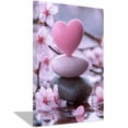 thumbnail image 1 of Mudket Pink Heart Zen Stones with Cherry Blossoms Canvas Wall Art, Framed Ready to Hang, Romantic Floral Spa Wall Decor for Living Room Bedroom Bathroom Office, Calming Nature Print - 12"L x 8"W, 1 of 10
