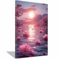 thumbnail image 1 of Mudket Pink Lotus Cherry Blossom Sunset Canvas Wall Art, Framed Ready to Hang, Floral Landscape Wall Decor for Living Room Bedroom - 12"L x 8"W, 1 of 10