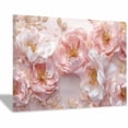 thumbnail image 1 of Mudket Pink and White Flowers with Gold Leaves Canvas Wall Art, Framed Floral Print, Ready to Hang Wall Decor for Living Room Bedroom, Luxury Style Artwork - 12"L x 8"W, 1 of 10