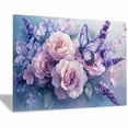 thumbnail image 1 of Mudket Purple Rose and Lavender with Butterfly Canvas Wall Art, Floral Oil Painting Wall Decor, Framed Ready to Hang Artwork for Living Room Bedroom Office - 12"L x 8"W, 1 of 10