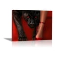 thumbnail image 1 of Mudket Red Eyed Black Panther with Red High Heel Canvas Wall Art, Sexy Glam Trendy Wall Art Print for Living Room Cloakroom Entryway Home Decor, Framed Ready to Hang - 12"L x 8"W, 1 of 9
