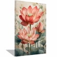 thumbnail image 1 of Mudket Watercolor Pink Lotus Canvas Wall Art, Framed Floral Botanical Print, Zen Flower Wall Decor for Bedroom Bathroom, Ready to Hang - 12"L x 8"W, 1 of 10