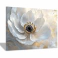 thumbnail image 1 of Mudket White and Grey Flower with Gold Accents Canvas Wall Art, Framed Floral Print, Ready to Hang Wall Decor for Living Room Bedroom, Elegant Artwork - 12"L x 8"W, 1 of 10