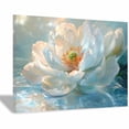 thumbnail image 1 of Mudket White Peony Flower on Water Canvas Wall Art, Framed Floral Print, Ready to Hang Wall Decor for Living Room Bedroom Bathroom, Serene Elegant Artwork - 12"L x 8"W, 1 of 10