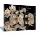 thumbnail image 1 of Mudket White Peony Flowers with Gold Accents Canvas Wall Art, Framed Floral Print, Ready to Hang Wall Decor for Living Room, Luxury Black Background Artwork - 12"L x 8"W, 1 of 10
