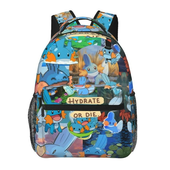 Mudkip Backpack Cute Printed Lightweight Casual Unisex Laptop Computer Bookbag School Hiking Work Business Travel Daypacks Gifts