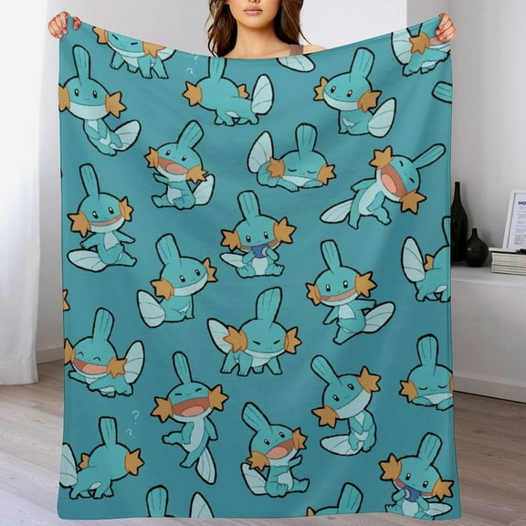 Mudkip Blanket Cute Soft Lightweight Fuzzy Plush Throw Blankets Cozy Flannel Blankets for Sofa Couch Travel Home Bedroom Decor Gifts 30"x40"