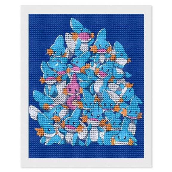 Mudkip Diamond Art Painting Kits, Cartoon Gem Dots Painting for Kids Adults, Arts Crafts DIY Paint Supplies for Gift Home Wall Decor 16"x20"