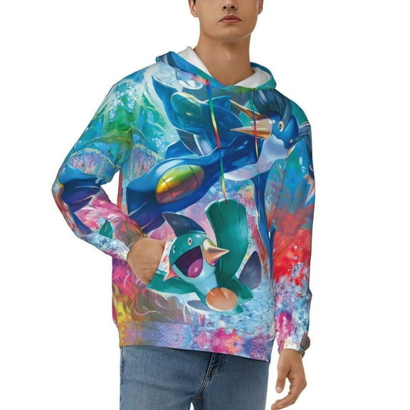 Mudkip Men's Hoodie Graphic Printed Long Sleeve Drawstring Hooded Sweatshirt Unisex Adult Pullover Tops Outerwear