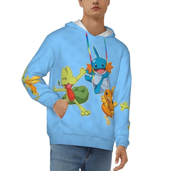 Mudkip Men's Hoodie Graphic Printed Long Sleeve Drawstring Hooded Sweatshirt Unisex Adult Pullover Tops Outerwear