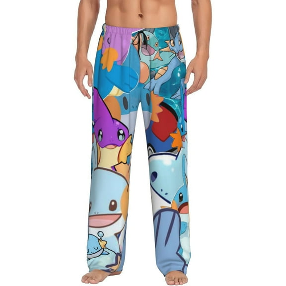 Mudkip Men's Pajama Pants Cartoon All Over Print Elastic Waistband Sleep Pants with Pockets Drawstring, Soft Unisex Lounge Bottoms Sleepwear