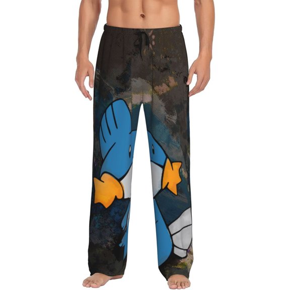Mudkip Men's Pajama Pants Cartoon All Over Print Elastic Waistband Sleep Pants with Pockets Drawstring, Soft Unisex Lounge Bottoms Sleepwear