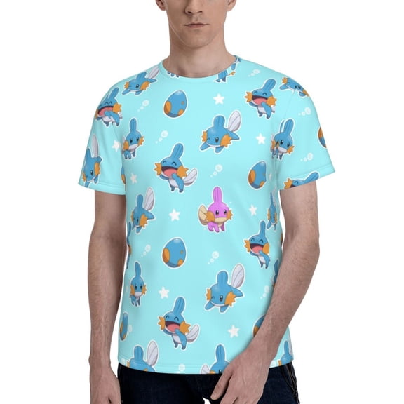 Mudkip Men's T-Shirt Graphic Print Crew Neck Unisex Short Sleeve Hip Hop Adults Tees Top Streetwear