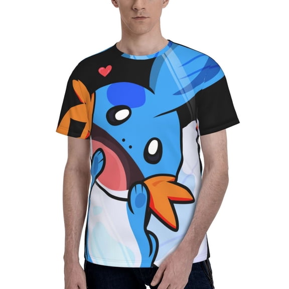 Mudkip Men's T-Shirt Graphic Print Crew Neck Unisex Short Sleeve Hip Hop Adults Tees Top Streetwear