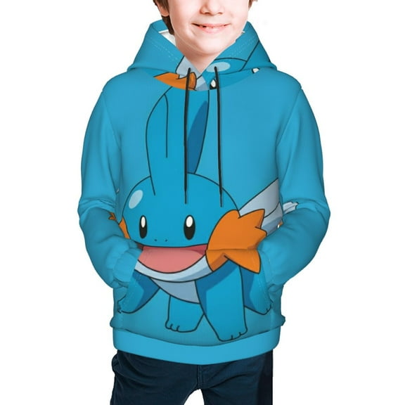 Mudkip Teen Boys Girls Hoodies 3D Printed Cool Long Sleeve Hooded Pullover Lightweight Sweatshirt for Kids Youth