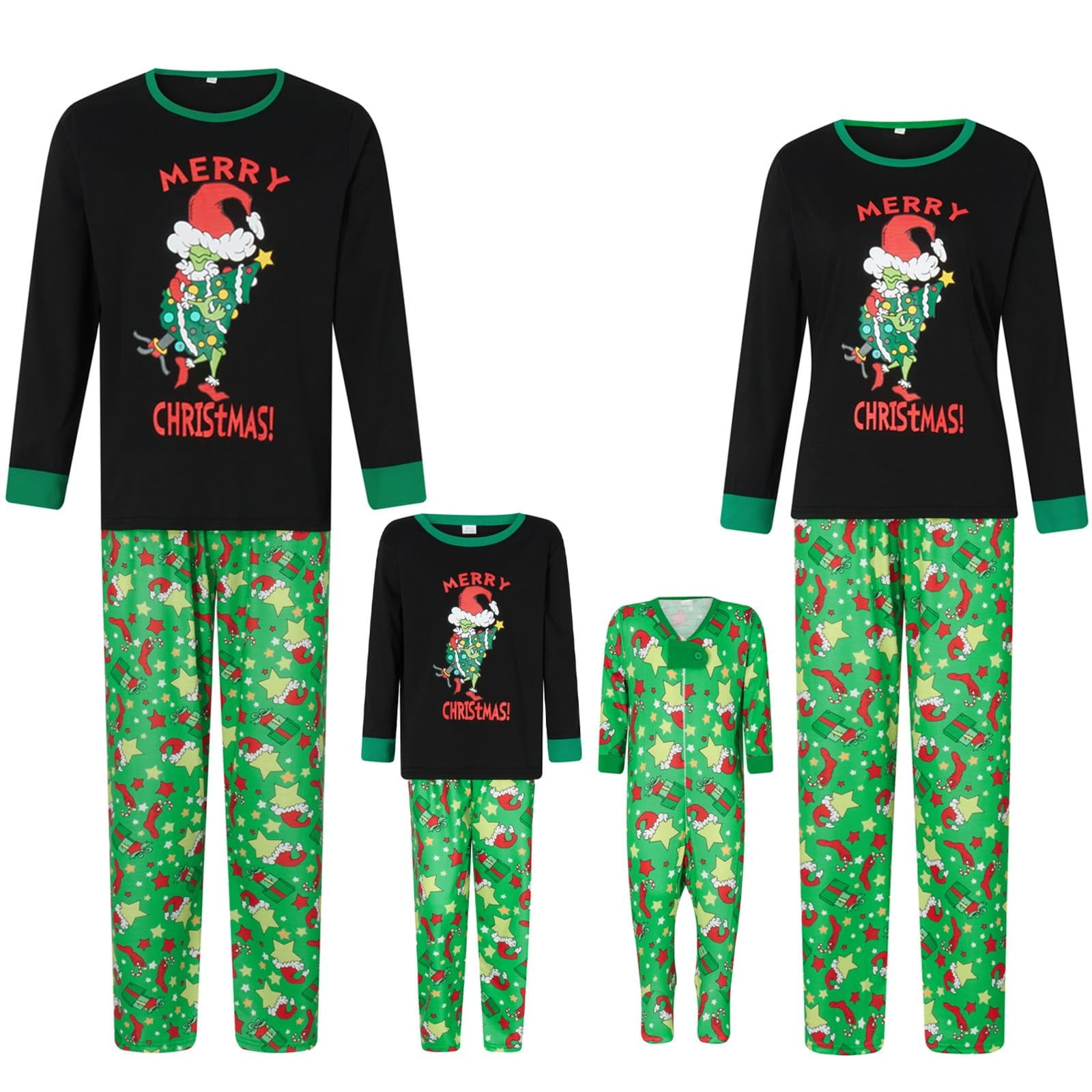 Mudon Grinch Pajamas,Christmas Pajamas,Grinch Costume for Baby,Christmas Prints Family Matching