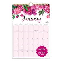 Mudrit 2026 Wall Calendar 12 Months hanging planner Jan to Dec 2026, Gold Spiral Bound with Coloring pages Size 12" x 17"