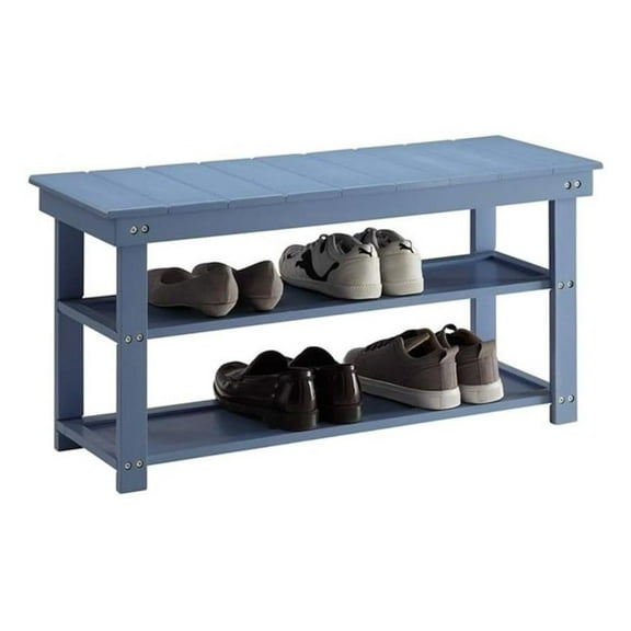 Mudroom Bench with Storage, Blue Entryway Bench - Contemporary Hallway Furniture with Shoe Shelves, Solid Wood & MDF Construction, Easy Assembly